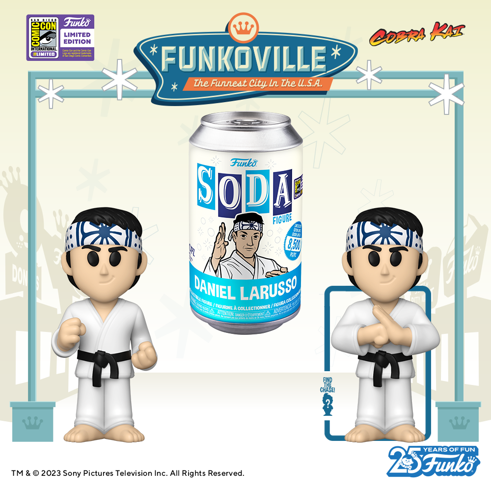 Cobra Kai fans will be grappling to get their hands on the 2023 SDCC-exclusive Funko SODA Daniel Larusso collectible. There's a 1 in 6 chance you may find the chase of Daniel in a variant pose.
